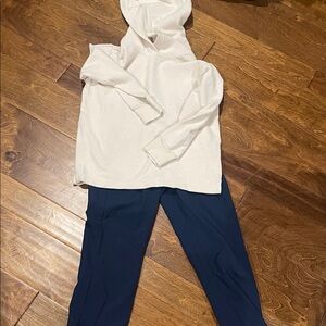 Cream Hoodie and Navy Pants Set